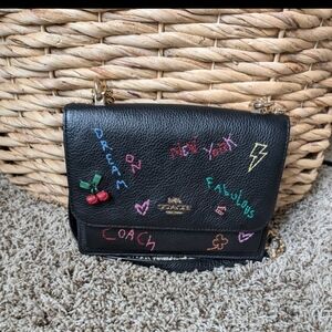 Coach Black Klare Crossbody Bag with Colorful Embroidery